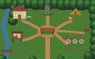 Clearing map: Top-down map with every landmark.